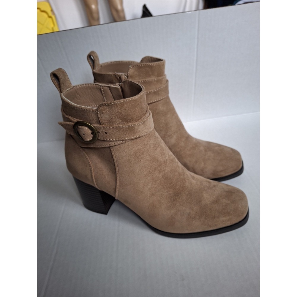 Sonoma Ortholite Eco Womens Shaunna Taupe Tan Heel Ankle Boots 7